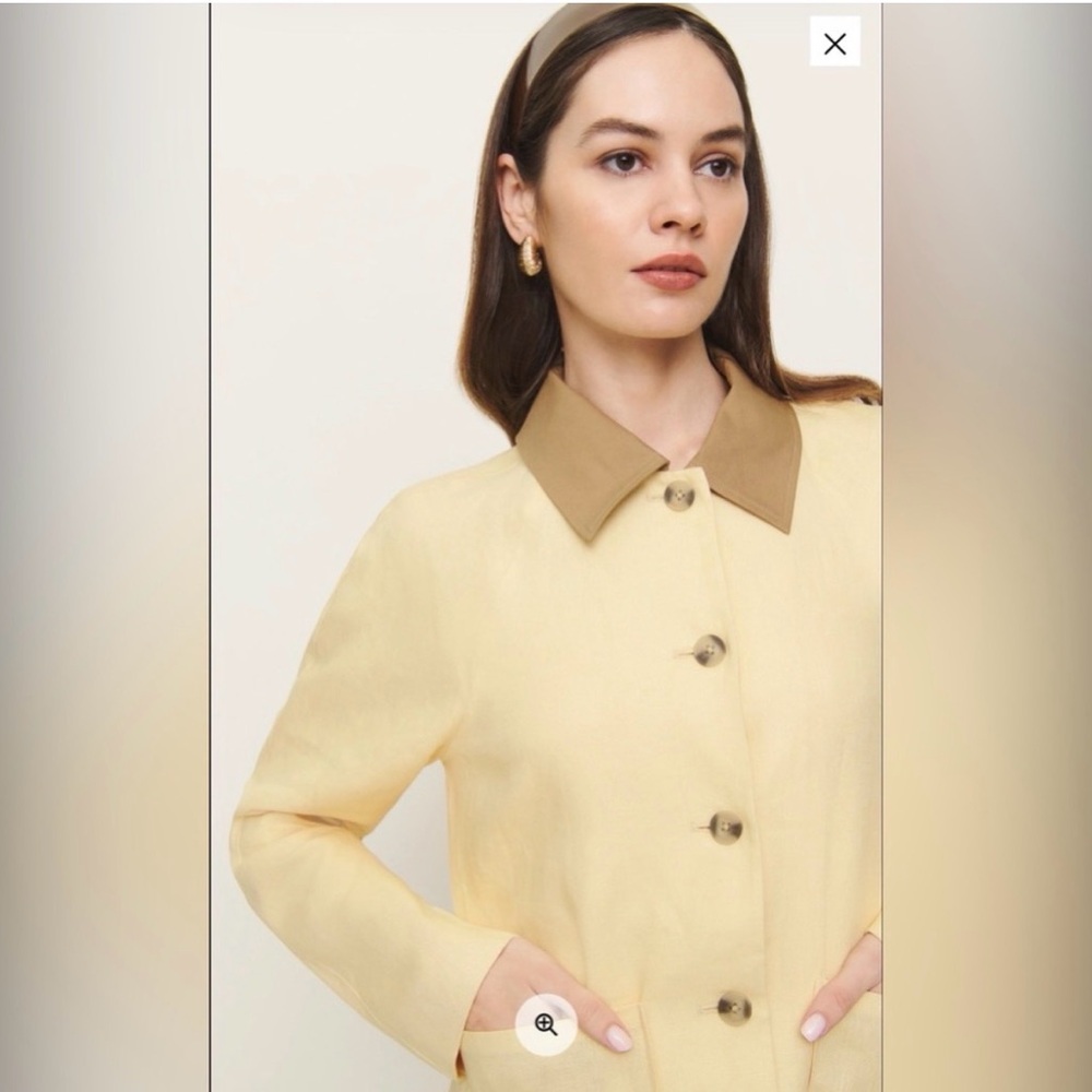 Reformation Lila Linen Jacket In Parmesan Size M Oversized NWT - Picture 8 of 9